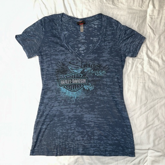 Harley Davidson | 2013 Sturgis Badlands BlackHills South Dakota Rally V Neck Tee - Picture 5 of 15